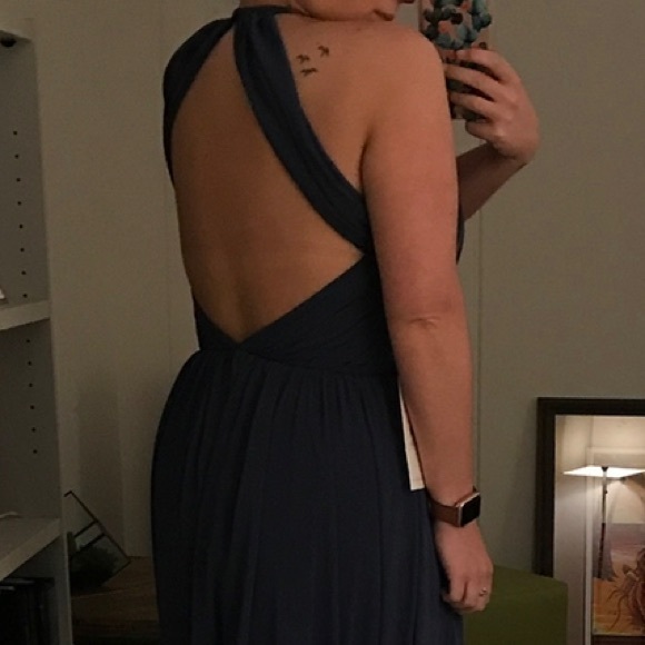 Theia Denim Blue Bridesmaid Dress - Picture 3 of 6